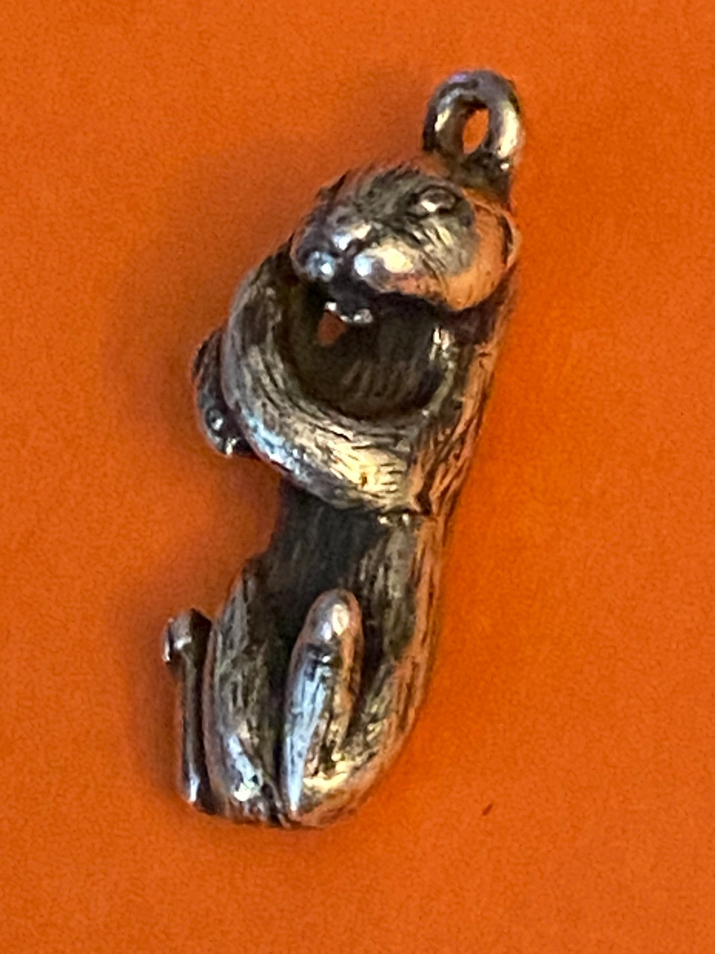 Preowned James Avery Vintage RARE Retired HTF Silver Sea Otter with fish Charm