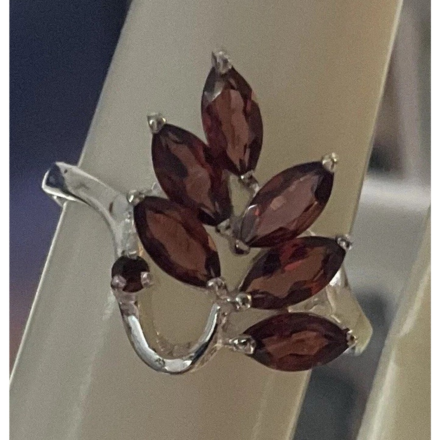 IBBC Sterling Silver Leaf Vine Wrap Ring 925 Marcasite Style Bypass Ring Size 7