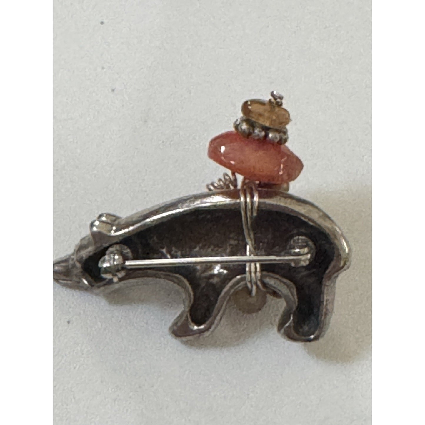 Sterling Silver Bear Fetish Pin Brooch Navajo Style Heartline Bundle 11.7g