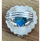 Navajo Kingman Turquoise Heart Sterling Silver Vintage Native American Ring Sz 7