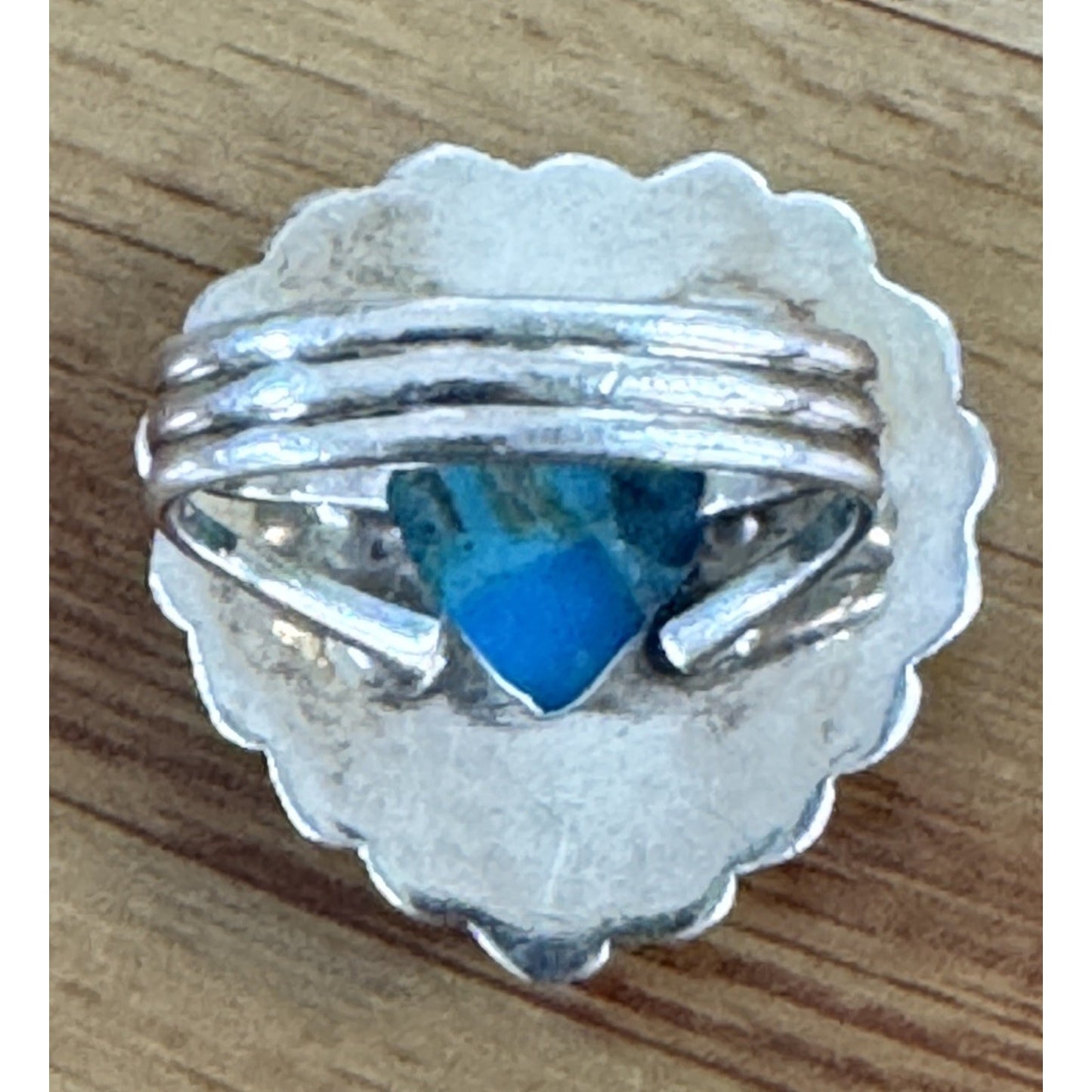 Navajo Kingman Turquoise Heart Sterling Silver Vintage Native American Ring Sz 7