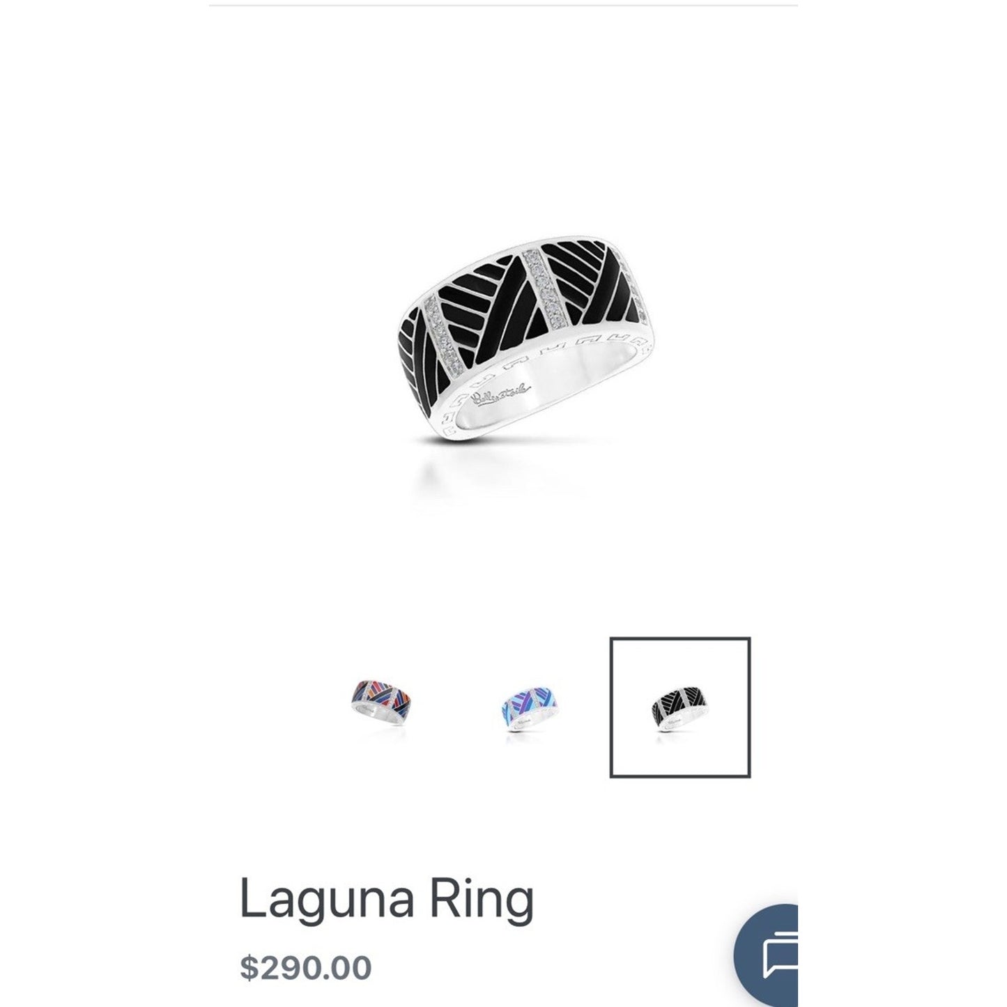Belle Étoile Laguna Ring Sterling Silver Black Enamel Size 6.5 SOLD OUT