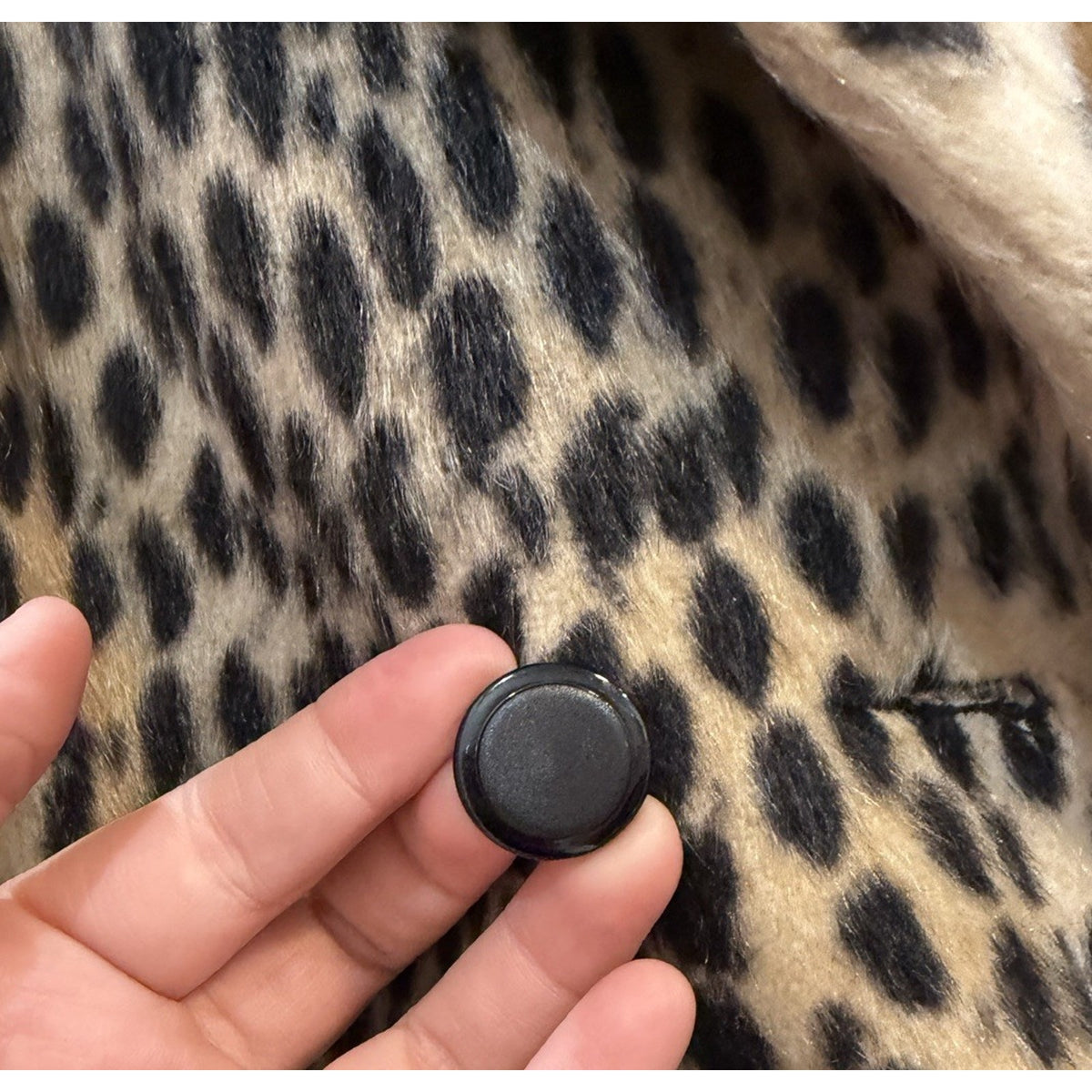 Luxury Pile Faux Fur Leopard Cheetah Print Coat Women’s XS Double Breasted