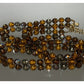 Vintage Signed Joan Rivers Amber Gray Smoky Glass & AB Crystal Bead 32” Necklace