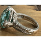 Judith Ripka Sterling Silver Green Spinel Gemstone Statement Ring Size 7.5