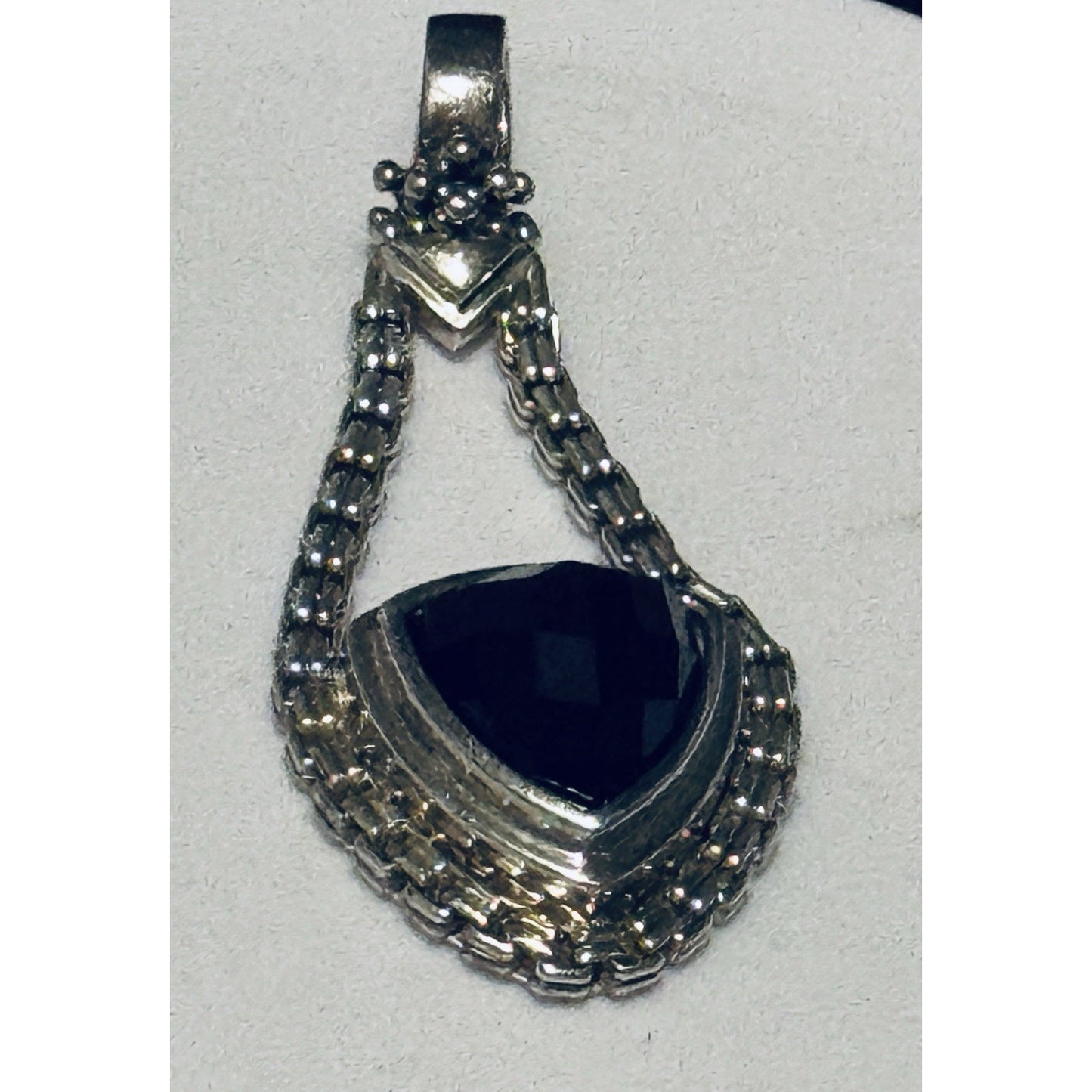 Michael Dawkins 925 Sterling Silver Black Onyx Pendant Enhancer Chain Link 17g