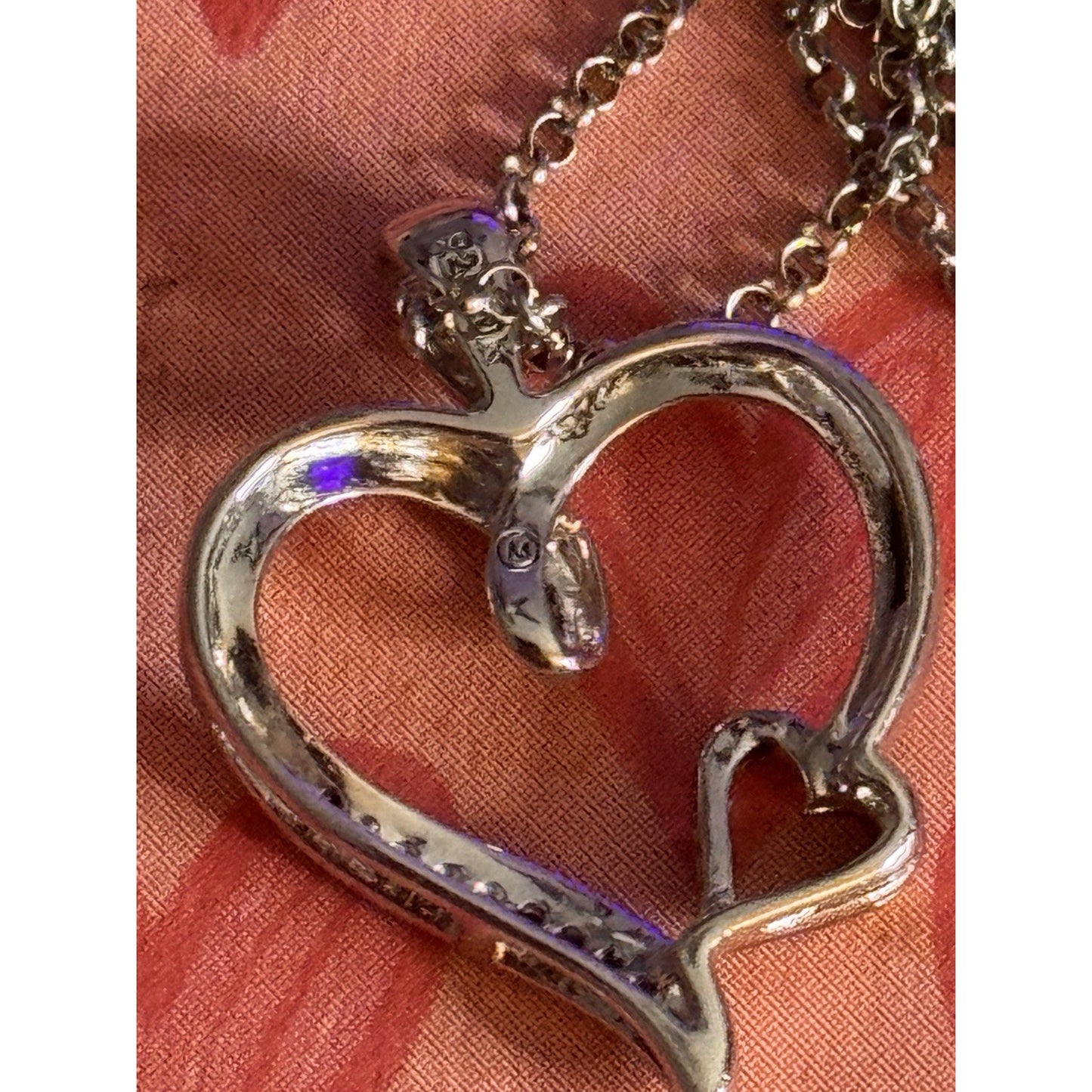 Helzberger Sterling Silver 925 & 10kt Gold Diamond Heart Pendant Necklace 17”