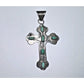 Vintage Mexican Sterling Silver Turquoise Cross Pendant 2.5 Boho Southwest Style
