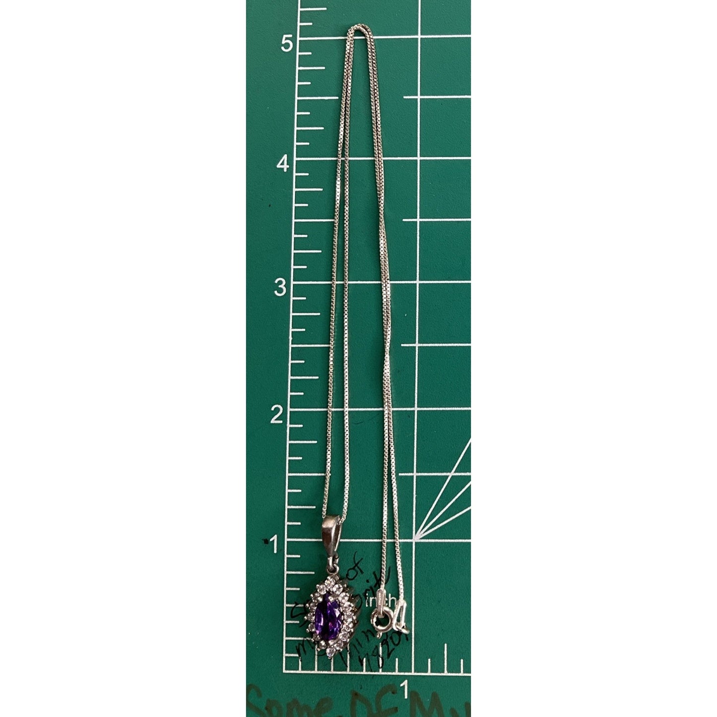 Fini Italy 925 Purple Halo Pendant & Necklace Italian Sterling Silver 21”