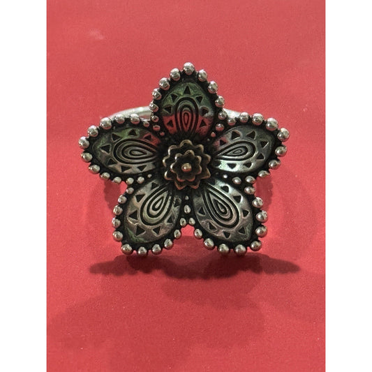 James Avery Retired Sterling Silver And Bronze Beaded Festive Flower Ring Size 9 Pre-Owned