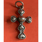 Vintage Sterling Silver Puffy Heart Cross Charm Pendant Southwestern Style