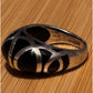 Vintage Sterling Silver Black Onyx Geometric Statement Ring Size 8