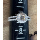 Sterling Silver Champagne CZ Halo Engagement Ring Size 7.5 Round Bridal