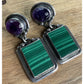 Vintage Roie Jaque Navajo Native American 925 Sterling Malachite Dangle Earrings
