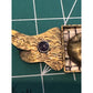 Mary Lucuk Sterling Silver Brass Face Brooch Artisan Modernist Pin Blue Cabachon