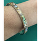 Vintage Abalone Shell Mosaic Inlay Silver Tone Cuff Bracelet 15g Adjustable