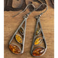 Sterling Silver Baltic Amber Dangle Drop Earrings Modern 1.5”
