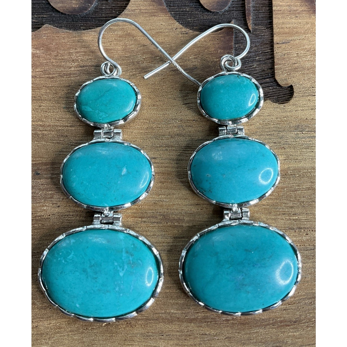 Sleeping Beauty Turquoise Sterling 925 Dangle Drop Earrings CN LUC Lucas Lameth