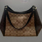 COACH KRISTY Shoulder Bag In Color Block Signature Canvas Khaki And Dark Brown