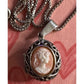 Vintage Sterling 925 Shell Signed Cameo Locket Classical Lady Profile Chain 18”