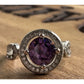 Sterling Silver Purple Halo Ring S925 Vintage Style CZ Size 6.5
