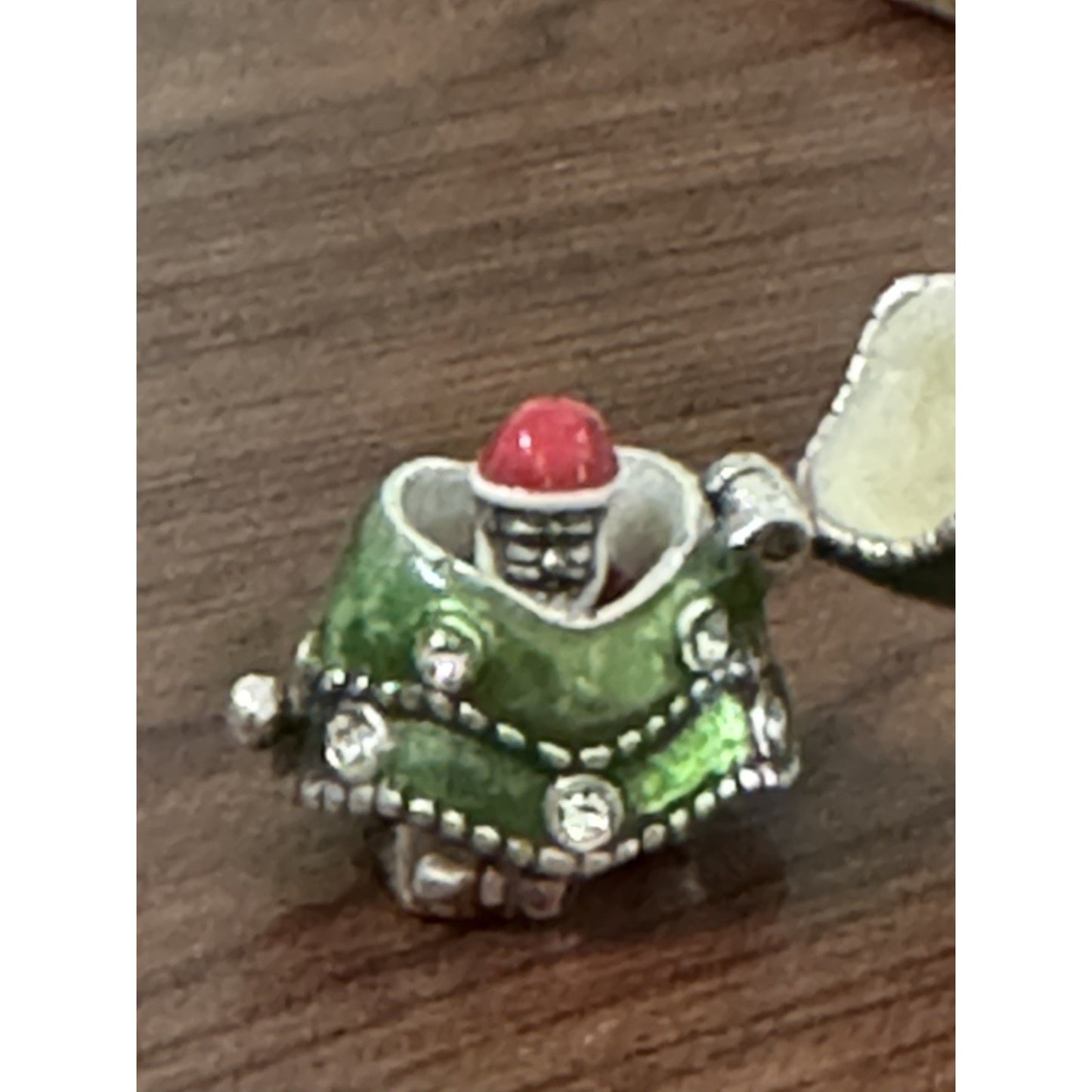 Brand New Brighton Enameled Merry Christmas Tree Opens Up Santa Charm Or Pendant