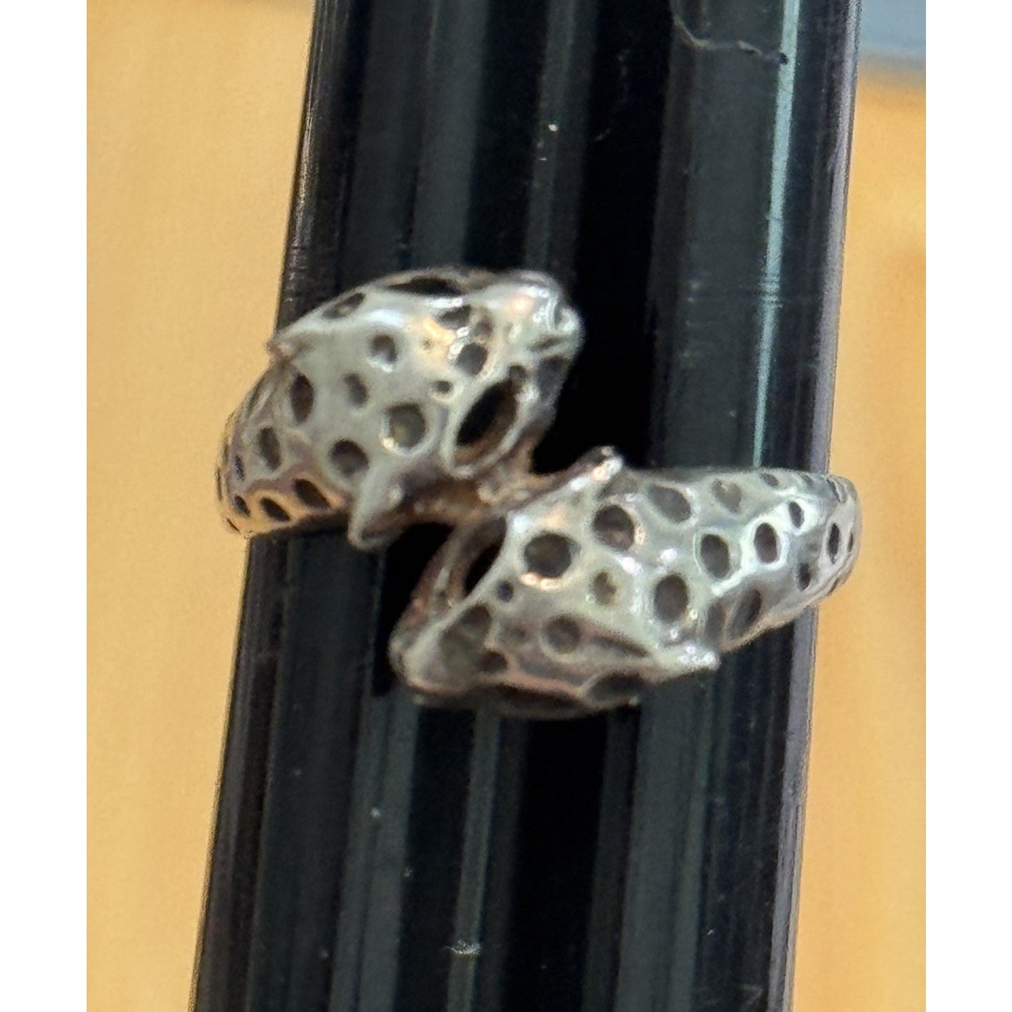 Vintage Jaguar Leopard Panther Cat Wrap Bypass Ring Size 8.5 Signed Vivian