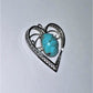 Vintage Sterling Silver Heart Pendant with Turquoise Stone