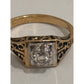 Vintage 18K HGE Yellow Gold Tone Illusion CZ Diamond Ring Art Deco Style 7.5
