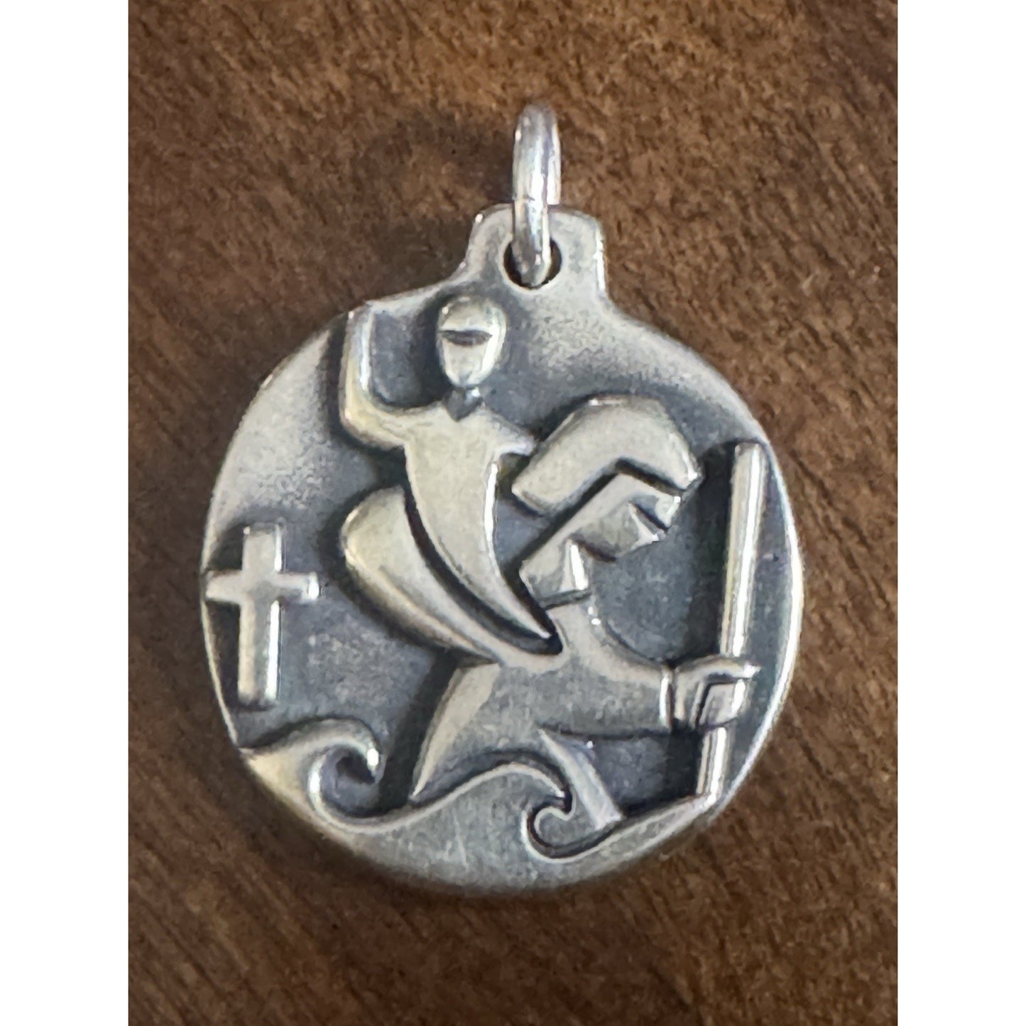 Pre owned James Avery RETIRED LARGEST Size St. Christopher Pendant Medallion 21 Grams 1.5”