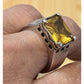 Vintage EX EX Sterling Silver 4-5 Carat Citrine Emerald Cut 925 Ring Size 8, 15g