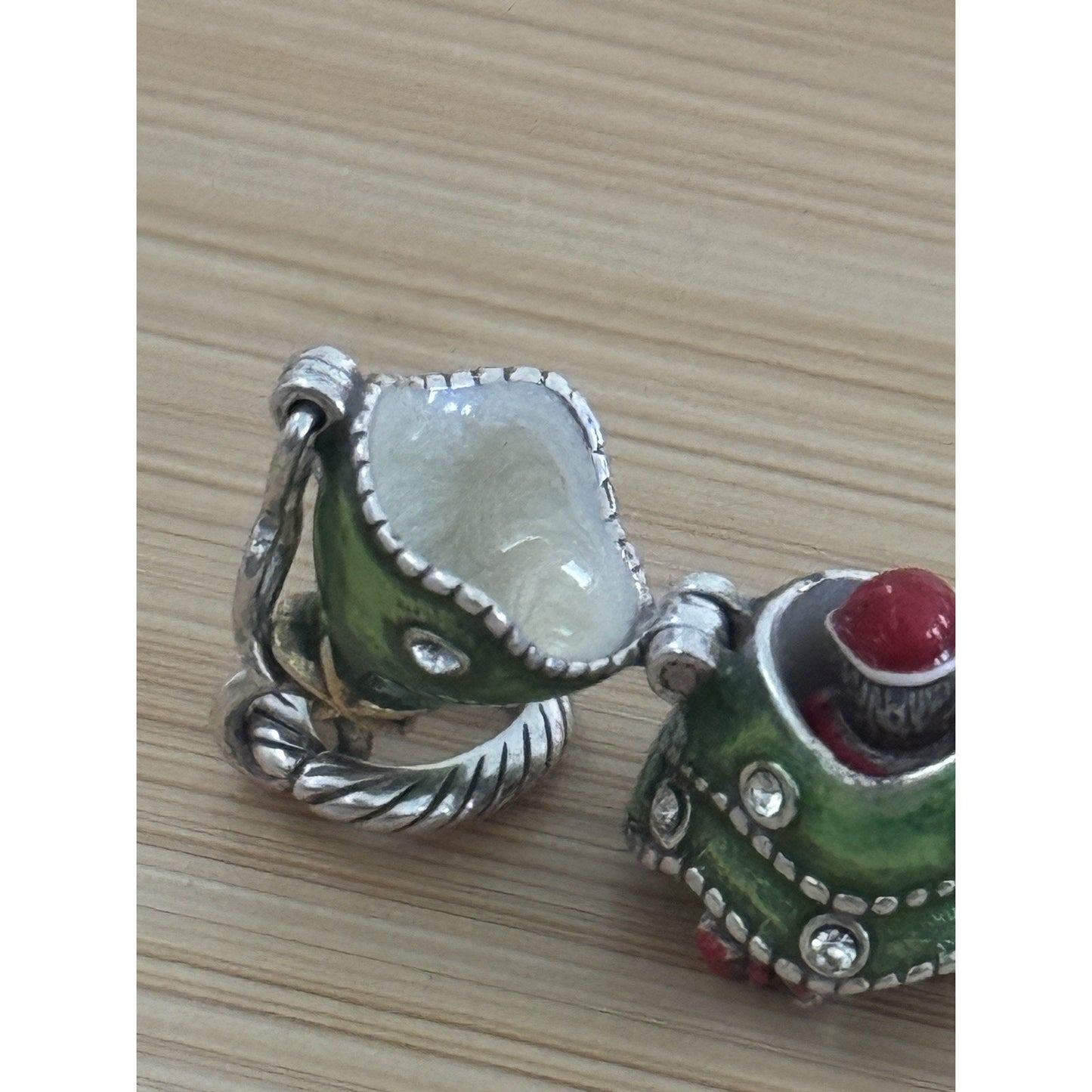 Brand New Brighton Enameled Merry Christmas Tree Opens Up Santa Charm Or Pendant