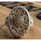 ATR 925 14K Gold Diamond Sterling Silver Ring Thailand Ornate Size 7.25