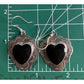 Vintage Native American Sterling 925 Black Onyx Heart Earrings Southwest 90s 13g