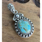 Vintage Sterling Silver Turquoise Pendant 925 Southwestern Artisan