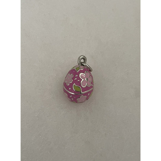 James Avery Retired Silver and Pink Enamel Easter Egg Charm or Pendant Brand New Pre-Owned