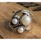 Hagit Gorali HG Sterling Silver Pearl Ring Israel Modernist Statement Ring Sz 7