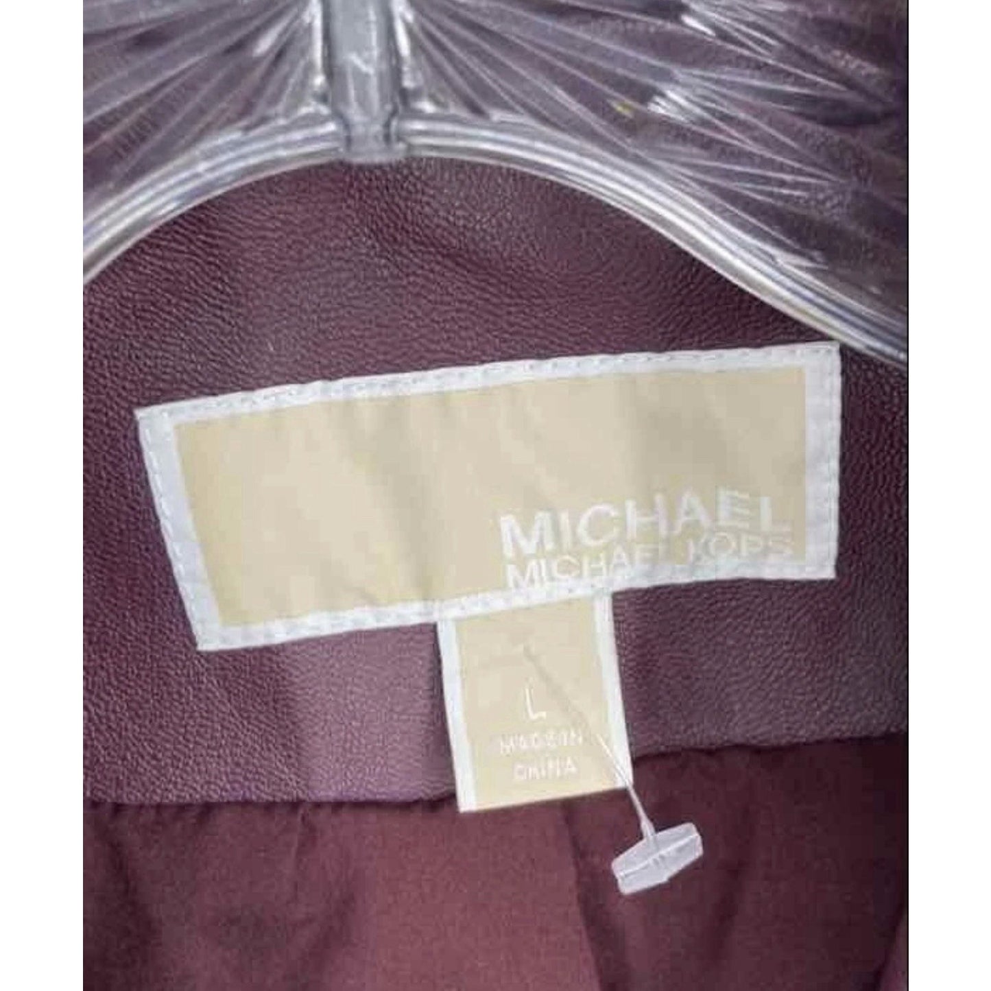 Women’s Michael Kors Burgundy Faux Leather Jacket Motorcycle Jacket Size L