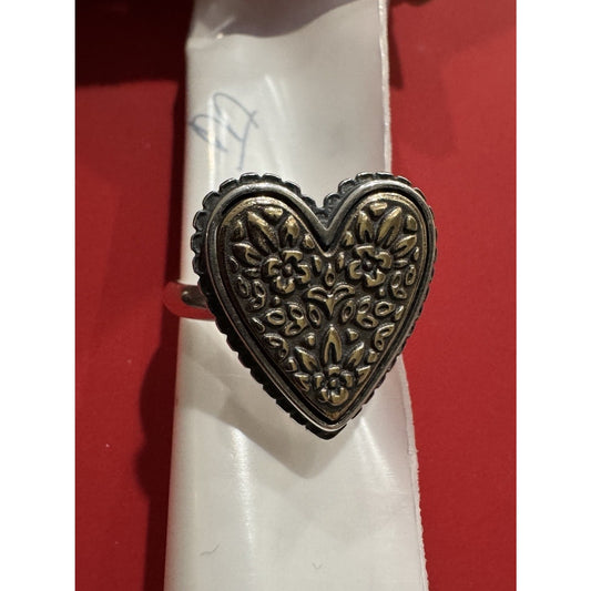 James Avery Retired Bronze & Sterling Silver Heirloom Heart Ring Size 9.5 Pre-Owned