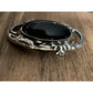 Vintage J Kalina Sterling Silver Floral Brooch with Black Onyx Cabochon 12.5g