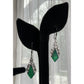 Vintage Green Onyx Art Nouveau Vines Sterling Silver Earrings