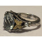 Vintage Ann King 925 18K Green Amethyst Prasiolite Pearl Butterfly Ring Sz 8.5