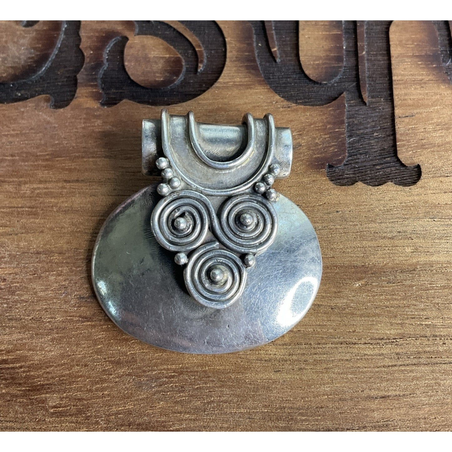 Vintage Sterling Silver Tribal/Spiral Pendant