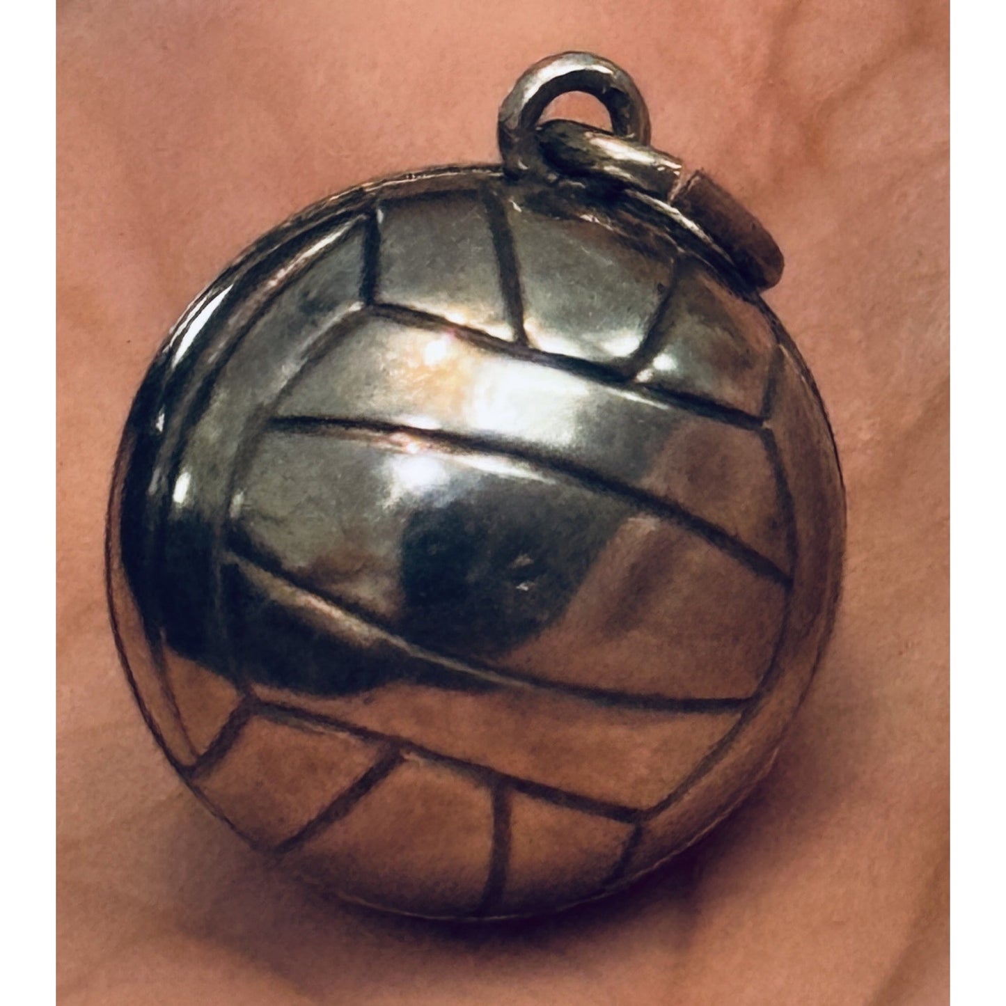 Vintage 925 Sterling Silver 3D Volleyball Ball Sports Charm Pendant - 1980-1990s