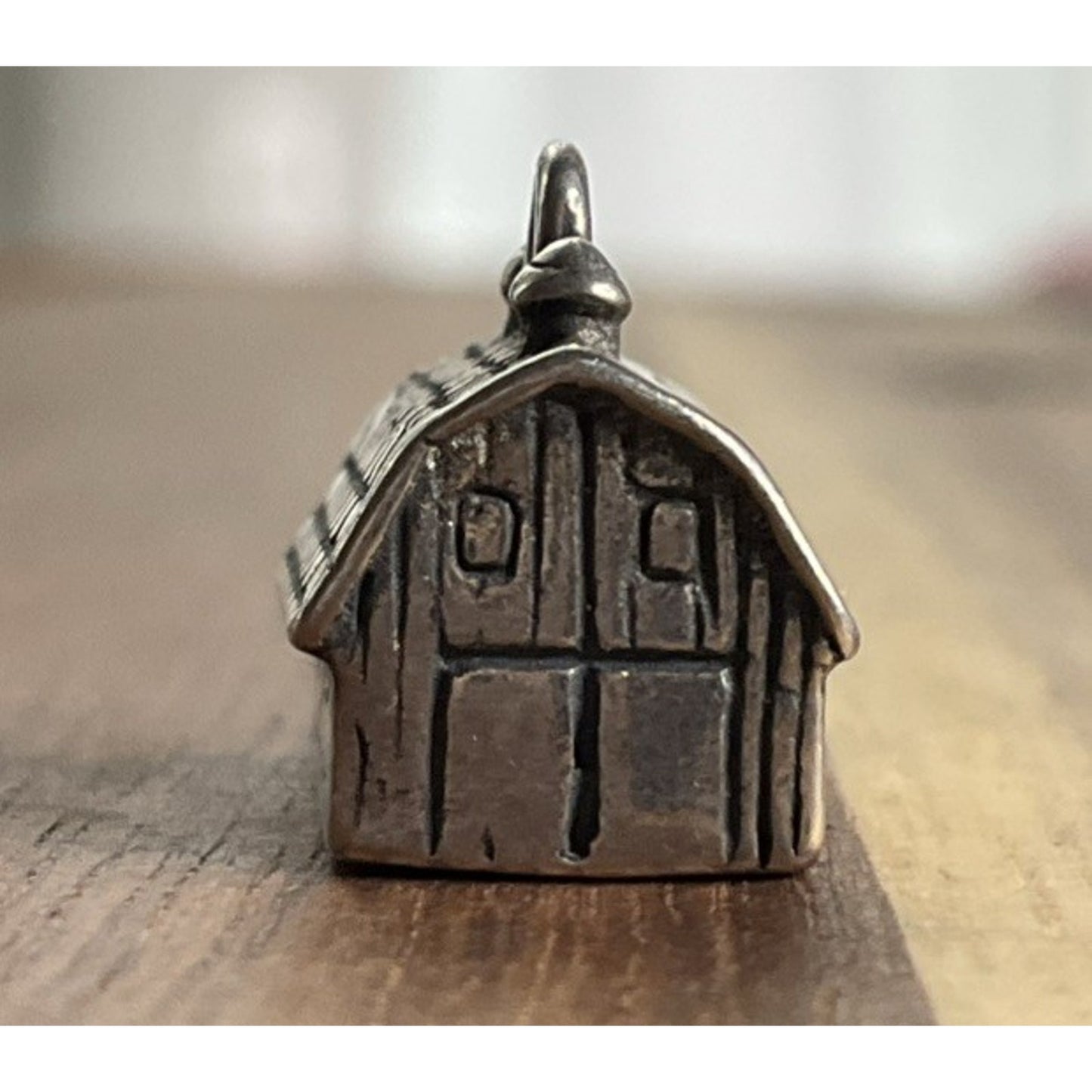 Vintage 925 Sterling Silver Little Barn House Charm Pendant