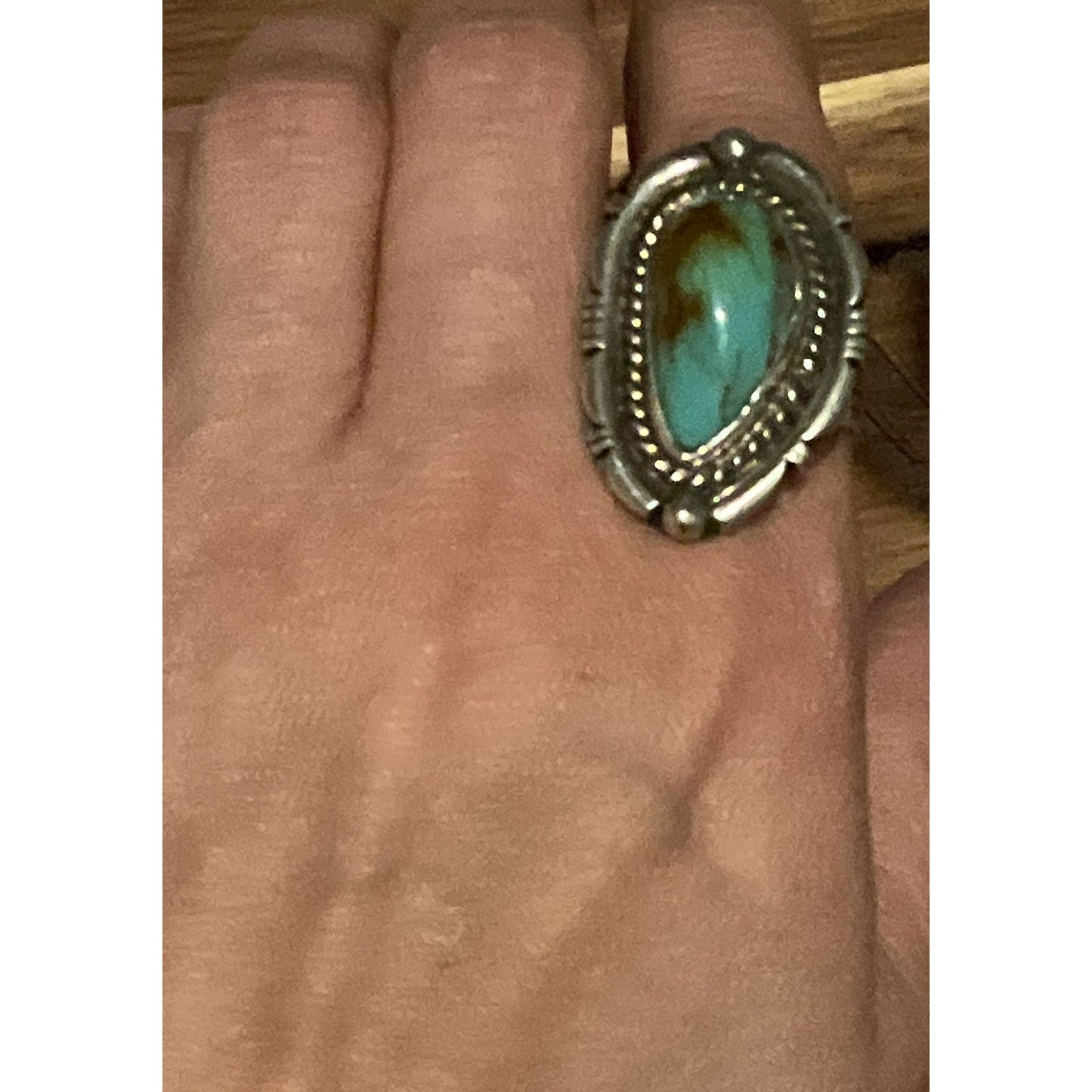Vintage DC Sterling Silver Kingman Turquoise Ring Southwestern Navajo Sz 9 - 14g
