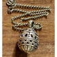 Pre Owned James Avery Retired X Large 3D Fleur De Lis Filigree Egg Pendant W/ 18” Necklace