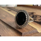 Sterling Silver Black Onyx Ring Size 9 Large Oval Halo CZ Statement Ring 925