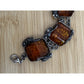 Vintage Baltic Amber Panel Bracelet Sterling Silver Art Nouveau 7 3/4” 51 Grams
