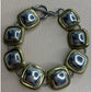 Mexico 925 Sterling Silver Two Tone Square Link Bracelet 36g Toggle 7.5”